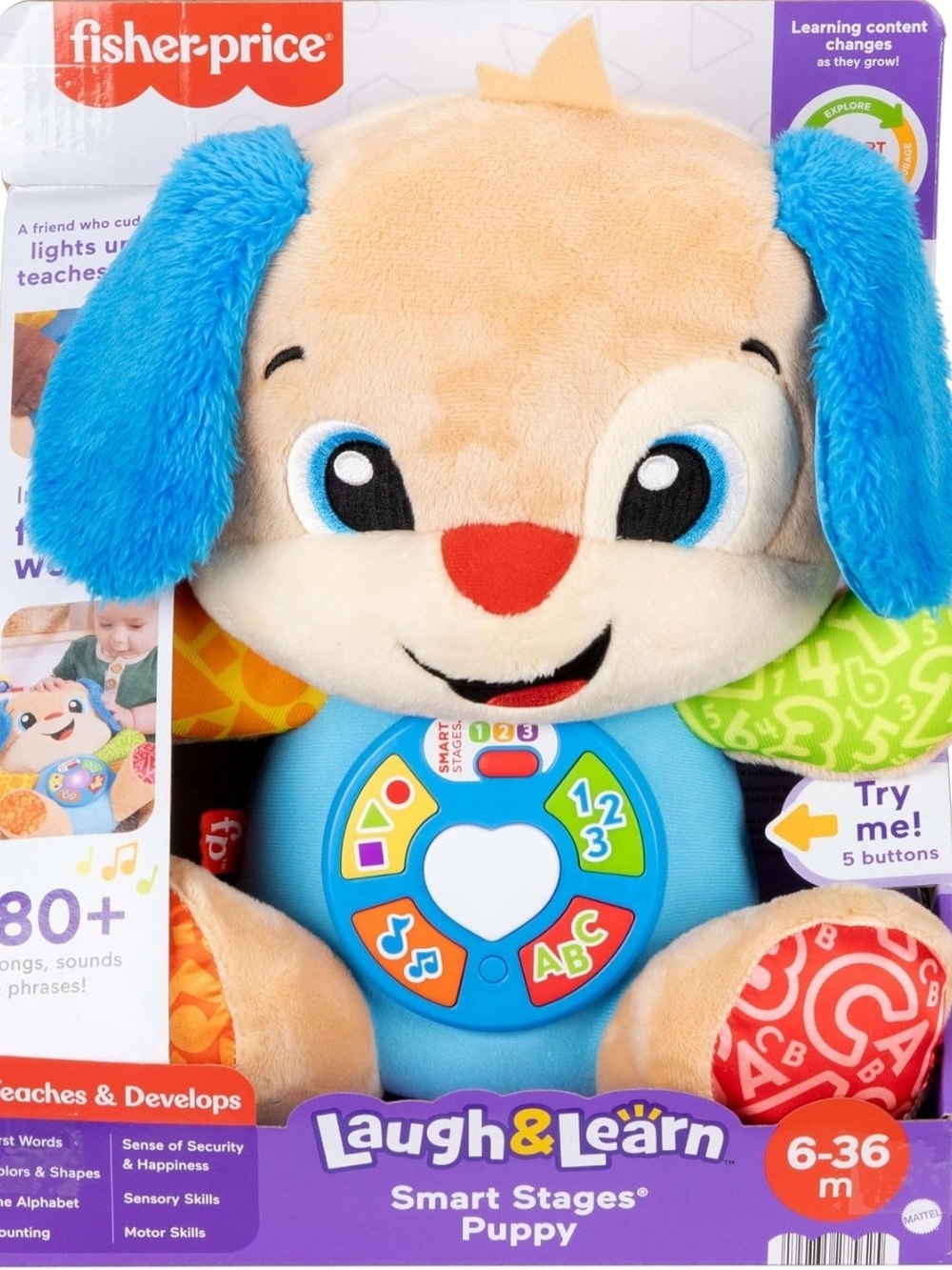 Fisher-Price Musical Learning Fun for Babies Smart Stages Puppy Plush Toy